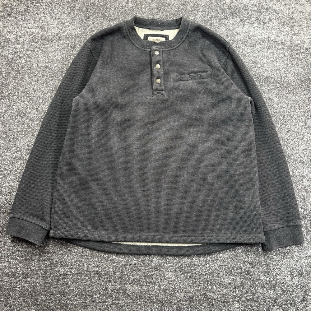 L.L. Bean Katahdin Iron Works Thermal Waffle Knit Fleece Lined Henley XL Gray